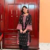 Black Roman Embroidery Salwar Suit