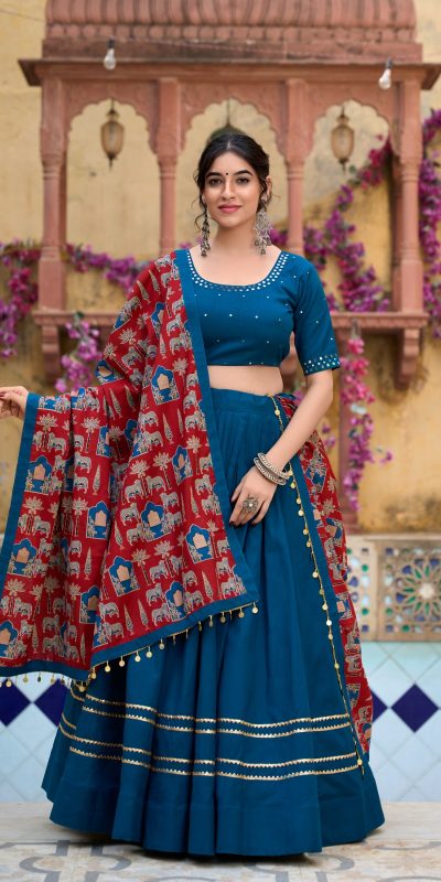 LNB 1697 Firozi Color Pure Cotton Plain With Gota Patti Touch Up Lehenga Choli Wedding, Party, Festive, Events Etc. Delivery 4-6 Working Days Rs 3499 | Lehenga, Bollywood Lehenga, Creative Lehenga, Designer Lehenga, Embroidered Lehenga, Party Wear Lehenga