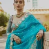 Firozi Georgette Sequence Print Saree
