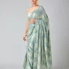 Firozi Georgette Sequins Work Saree