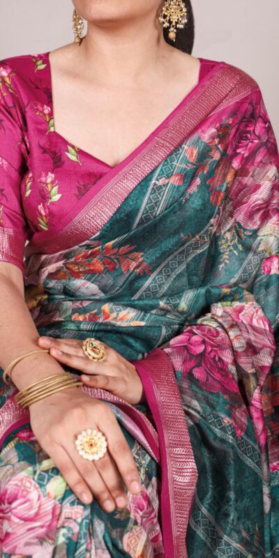 YNF 7015 Firozi Color Tussar Silk With Viscose Border Printed Saree Casual, Wedding, Festive, Events . Expected Delivery  4-6 Working Days @1699/- only                                                                                | Designer Sarees, Embroidered Sarees, Sarees, Bollywood Sarees, Creative Sarees, Ethnic Saree, Modern Digital sarees, Party Wear Sarees