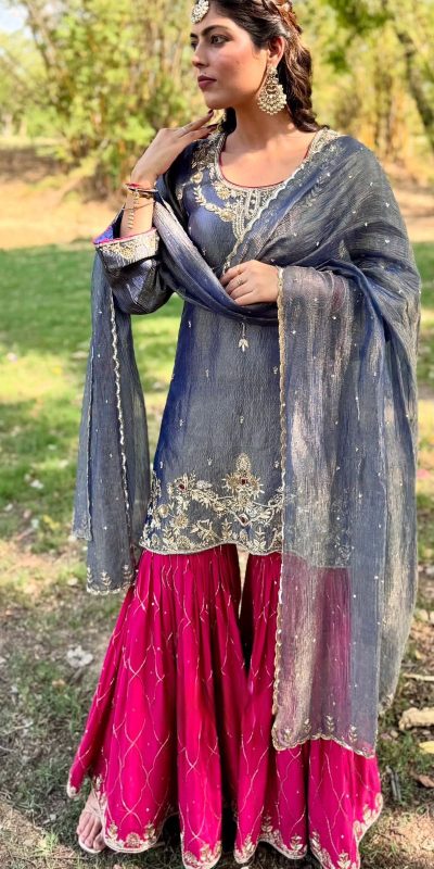 Gray Fandy With Embroidery Work Salwar Suit