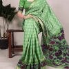 Green Chanderi Printed Saree