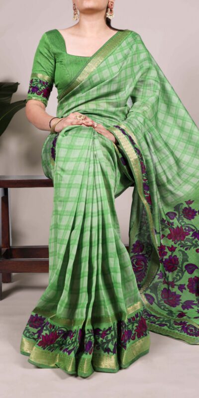 YNF 7035 Green Color Polyester Chanderi Printed Zari Weaving Work Saree Casual, Wedding, Festive, Events . Expected Delivery  4-6 Working Days @1549/- only                                                                                | Designer Sarees, Embroidered Sarees, Sarees, Bollywood Sarees, Creative Sarees, Ethnic Saree, Modern Digital sarees, Party Wear Sarees