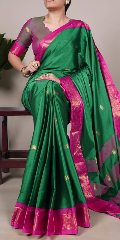 Green Cotton Paithani Saree