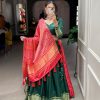 Green Gaji Silk Lagdi patta Lehenga Choli
