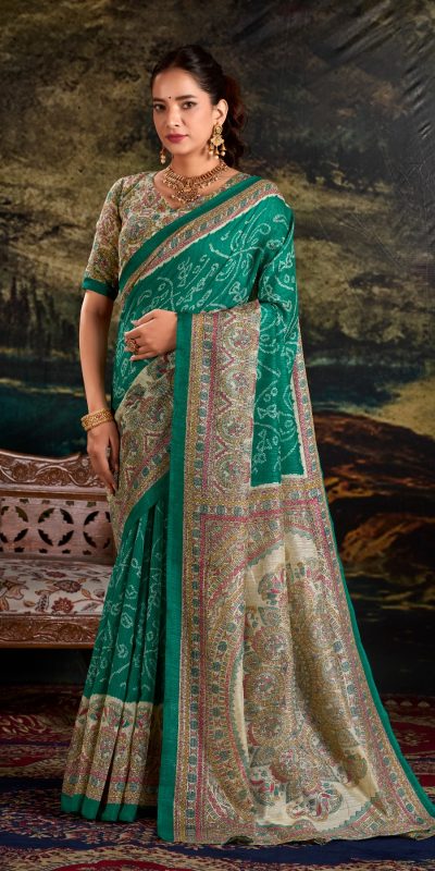 Green Green Silk Madhubani Saree
