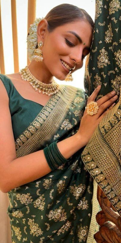 KP 5079 Green Color Soft Lichi Silk Jacquard On All Over Saree Casual, Party Wear, Wedding, Events Etc. Expected Delivery 4-6 Working Days @1449/- | Designer Sarees, Embroidered Sarees, Sarees, Bollywood Sarees, Creative Sarees, Ethnic Saree, Modern Digital sarees, Party Wear Sarees