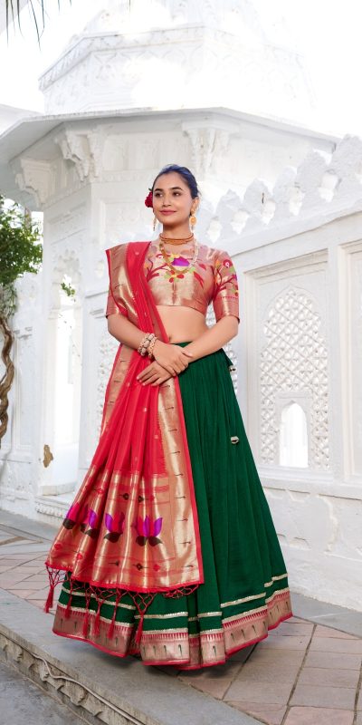 Green Vichitra Paithni Lehenga Choli