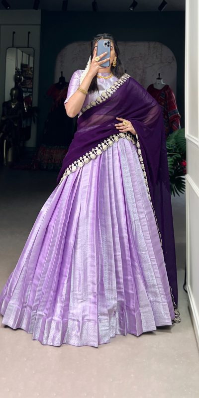 Lavender Jacquard Weaving Lehenga Choli