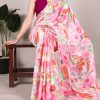 Light Pink Dull Satin Printed Saree