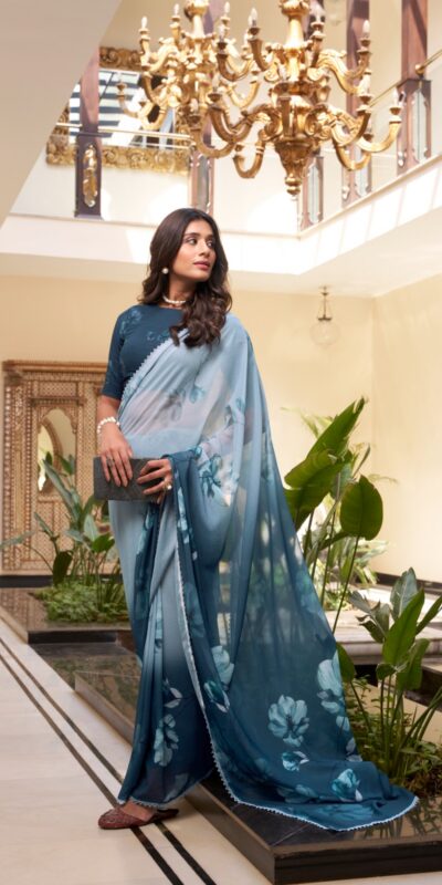 YNF 7038 Navy Blue Color Weightless Marbal Floral Printed Lace Saree Casual, Wedding, Festive, Events . Expected Delivery  4-6 Working Days @1549/- only                                                                                | Designer Sarees, Embroidered Sarees, Sarees, Bollywood Sarees, Creative Sarees, Ethnic Saree, Modern Digital sarees, Party Wear Sarees