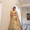 Off White Gold Crush Sequins Embroidery Work Lehenga Choli