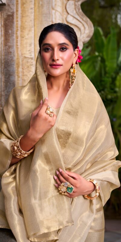 YNF 7204 Off White Color Gold Tissue Zari Weaving Work Saree Casual, Wedding, Festive, Events . Expected Delivery 4-6 Working Days @1499/- only | Designer Sarees, Embroidered Sarees, Sarees, Bollywood Sarees, Creative Sarees, Ethnic Saree, Modern Digital sarees, Party Wear Sarees