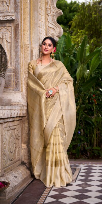 YNF 7204 Off White Color Gold Tissue Zari Weaving Work Saree Casual, Wedding, Festive, Events . Expected Delivery  4-6 Working Days @1499/- only                                                                                | Designer Sarees, Embroidered Sarees, Sarees, Bollywood Sarees, Creative Sarees, Ethnic Saree, Modern Digital sarees, Party Wear Sarees