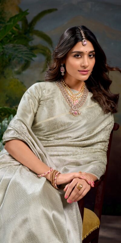 YNF 7404 Off White Color Kanjivaram Zari Weaving Work Saree Casual, Wedding, Festive, Events . Expected Delivery  4-6 Working Days @1599/- only                                | Designer Sarees, Embroidered Sarees, Sarees, Bollywood Sarees, Creative Sarees, Ethnic Saree, Modern Digital sarees, Party Wear Sarees