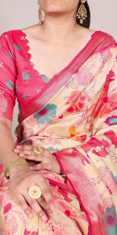 YNF 7015 Off White Color Tussar Silk With Viscose Border Printed Saree Casual, Wedding, Festive, Events . Expected Delivery  4-6 Working Days @1699/- only                                                                                | Designer Sarees, Embroidered Sarees, Sarees, Bollywood Sarees, Creative Sarees, Ethnic Saree, Modern Digital sarees, Party Wear Sarees