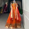 Orange Jacquard Silk Paithani Zari Gown