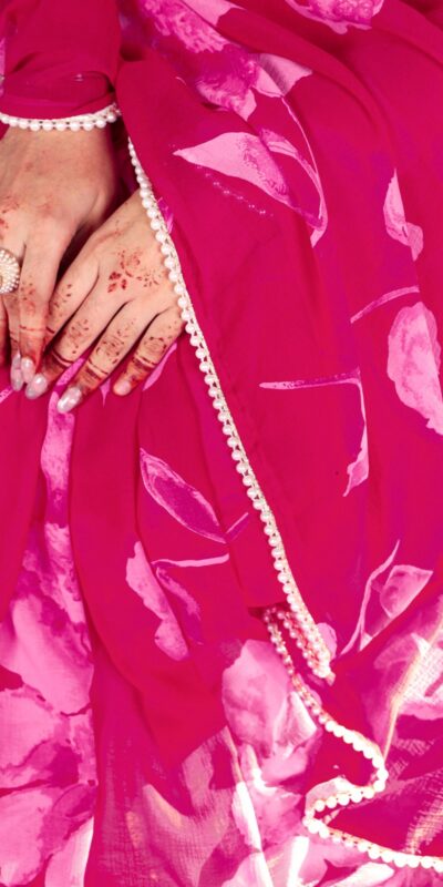 YNF 7011 Pink Color Chiffon Foral Printed Pearl Lace Border Saree Casual, Wedding, Festive, Events . Expected Delivery 4-6 Working Days @1499/- only | Designer Sarees, Embroidered Sarees, Sarees, Bollywood Sarees, Creative Sarees, Ethnic Saree, Modern Digital sarees, Party Wear Sarees