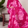 YNF 7011 Pink Color Chiffon Foral Printed Pearl Lace Border Saree Casual, Wedding, Festive, Events . Expected Delivery  4-6 Working Days @1499/- only                                                                                | Designer Sarees, Embroidered Sarees, Sarees, Bollywood Sarees, Creative Sarees, Ethnic Saree, Modern Digital sarees, Party Wear Sarees