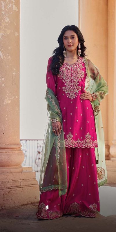 Pink Chinon Embroidery Salwar Suit