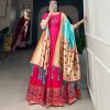 Pink Jacquard Silk Paithani Zari Gown