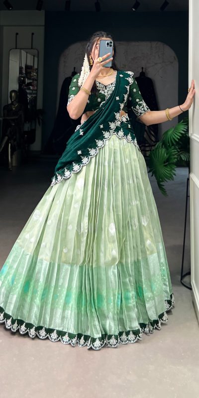 Pista Zari Kota Thread Lehenga Choli