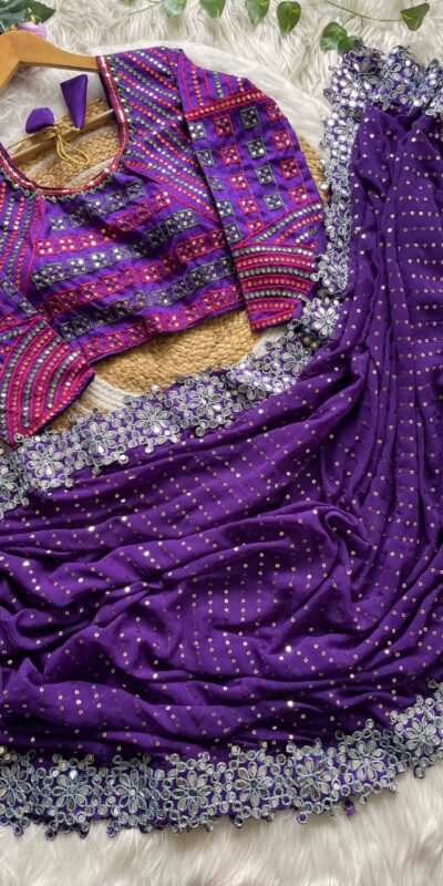 DF 3453 Purple Color Faux Georgette 5mm Sequence Work Casual, Wedding, Festive, Events . Expected Delivery  4-6 Working Days @2099/- only                                                                                | Designer Sarees, Embroidered Sarees, Sarees, Bollywood Sarees, Creative Sarees, Ethnic Saree, Modern Digital sarees, Party Wear Sarees