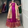 Purple Jacquard Silk Paithani Zari Gown
