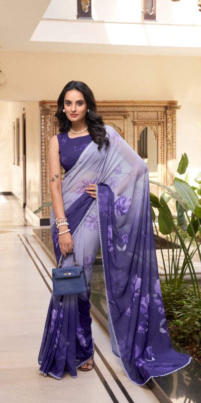 Purple Weightless Printed Saree