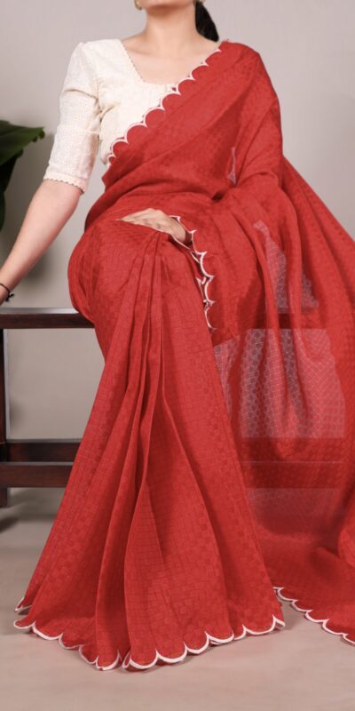 YNF 7105 Red Color Gadhawal Chex Arca Work Saree Casual, Wedding, Festive, Events . Expected Delivery  4-6 Working Days @1599/- only                                                                                | Designer Sarees, Embroidered Sarees, Sarees, Bollywood Sarees, Creative Sarees, Ethnic Saree, Modern Digital sarees, Party Wear Sarees