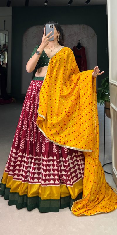 LNB 1200 Red Color Tushar Silk Print With Foil Work Lehenga Choli Wedding, Party, Festive, Events Etc. Delivery 4-6 Working Days Rs 3199 | Lehenga, Bollywood Lehenga, Creative Lehenga, Designer Lehenga, Embroidered Lehenga, Party Wear Lehenga