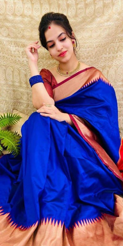 KP 3053 Royal Blue Soft Lichi Silk With Lace Jacquard Border Saree Work. Grab it for ₹1449. Delivery 4-6 Working Days. Shop now. | Designer Sarees, Embroidered Sarees, Sarees, Bollywood Sarees, Creative Sarees, Ethnic Saree, Modern Digital sarees, Party Wear Sarees
