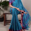 Sky Blue Cotton Paithani Saree