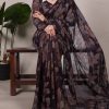 Wine Lurex Floral Viscose Saree