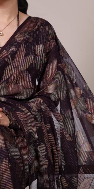 YNF 7052 Wine Color Lurex Brasso Floral Viscose Brasso Saree Casual, Wedding, Festive, Events . Expected Delivery  4-6 Working Days @1799/- only                                                                                | Designer Sarees, Embroidered Sarees, Sarees, Bollywood Sarees, Creative Sarees, Ethnic Saree, Modern Digital sarees, Party Wear Sarees