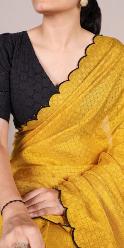 YNF 7105 Yellow Color Gadhawal Chex Arca Work Saree Casual, Wedding, Festive, Events . Expected Delivery  4-6 Working Days @1599/- only                                                                                | Designer Sarees, Embroidered Sarees, Sarees, Bollywood Sarees, Creative Sarees, Ethnic Saree, Modern Digital sarees, Party Wear Sarees