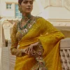 Yellow Georgette Sequence Print Saree