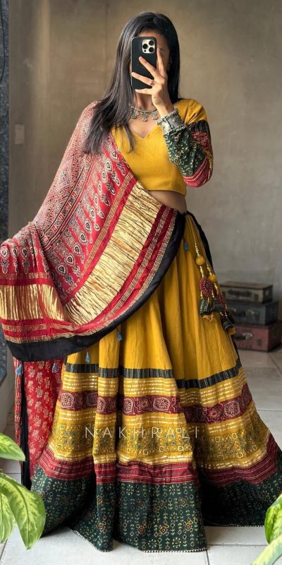 Yellow Rayon Print Lehenga Choli