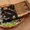 Black Banarsari Silk With Lace Border Saree