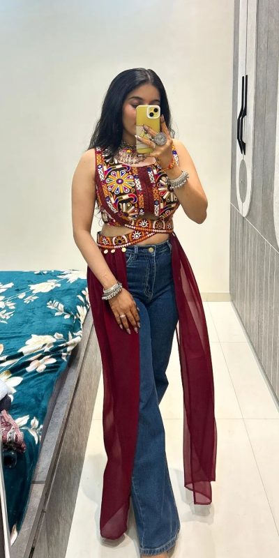 Black Cotton Embroidery Work Lehenga Choli