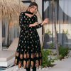 Black Faux Georgette Embroidery Work Gown