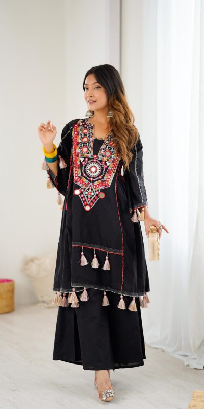 Black Khadi Cotton Salwar Suit