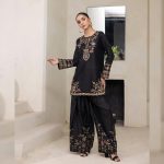 Black Natural Crep Embroidery Work Salwar Suit