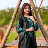 Black Roman Silk Mirror Work Embroidery Salwar Suit
