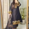 Black Roman Silk With Embroidery Salwar Suit