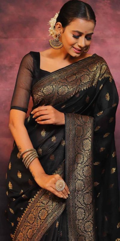 KP 6010 Black Soft Lichi Silk Jacquard Saree Perfect for Wedding, Party, Traditional Day, Family Gatherings, Sangeet . Grab it for ₹1349. Delivery 4-6 W | Designer Sarees, Embroidered Sarees, Sarees, Bollywood Sarees, Creative Sarees, Ethnic Saree, Modern Digital sarees, Party Wear Sarees