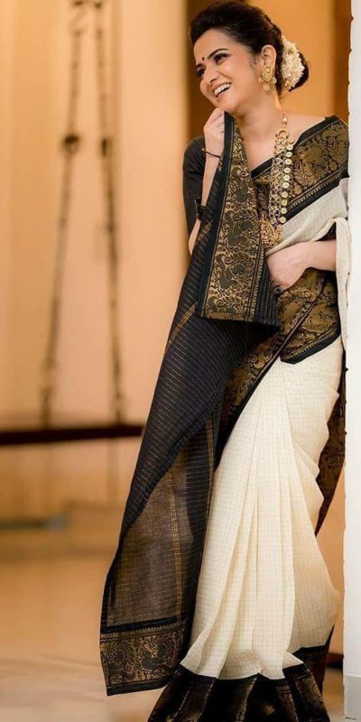 KP 3025 Black Soft Lichi Silk Saree Perfect for Wedding, Party, Baby Shower, Onam, Durga Puja . Available at ₹1449 only. Delivery 4-6 Working Days. | Designer Sarees, Embroidered Sarees, Sarees, Bollywood Sarees, Creative Sarees, Ethnic Saree, Modern Digital sarees, Party Wear Sarees