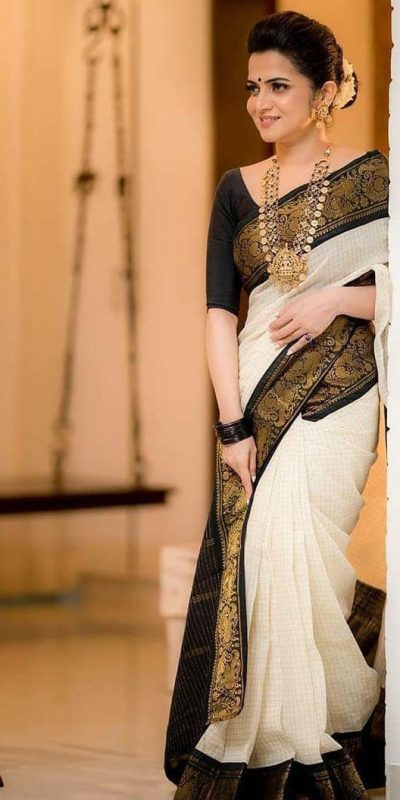 KP 3025 Black Soft Lichi Silk Saree Perfect for Wedding, Party, Baby Shower, Onam, Durga Puja . Available at ₹1449 only. Delivery 4-6 Working Days. | Designer Sarees, Embroidered Sarees, Sarees, Bollywood Sarees, Creative Sarees, Ethnic Saree, Modern Digital sarees, Party Wear Sarees
