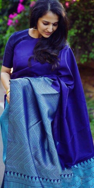 KP 2035 Blue Soft Lichi Silk Saree Perfect for Wedding, Party, Karwa Chauth, Pongal, Haldi . Available at ₹1399 only. Delivery 4-6 Working Days. | Designer Sarees, Embroidered Sarees, Sarees, Bollywood Sarees, Creative Sarees, Ethnic Saree, Modern Digital sarees, Party Wear Sarees